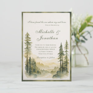 Invitation Forêt À feuillage persistant encadrée Mariage de l