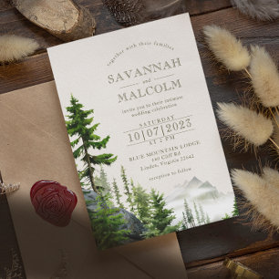 Invitation Forêt à feuillage persistant   Rustic Mountain Mar