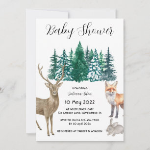 Invitation Forêt animale d'hiver Wonderland Baby shower