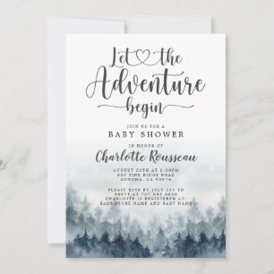 Invitation Forêt Aventure commence Baby shower aquarelle