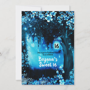 Invitation Forêt bleue enchantée de fantaisie boisée Douce 16