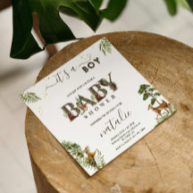 Forêt boisé animaux verdure bébé garçon douche