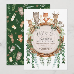 Invitation Forêt boisée Animaux Une nature sauvage Un anniver
