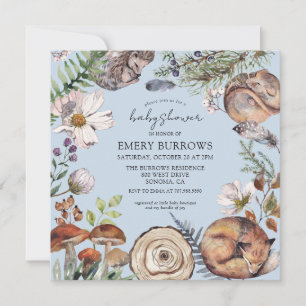 Invitation Forêt boisée mignonne Animaux GarçonBébé Douche