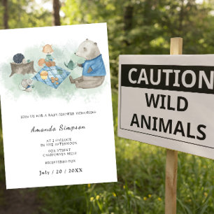 Invitation Forêt boisée - Pique-nique d'animaux - Baby Shower