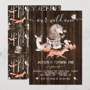 Invitation Forêt boisée rustique Animaux sauvages un annivers