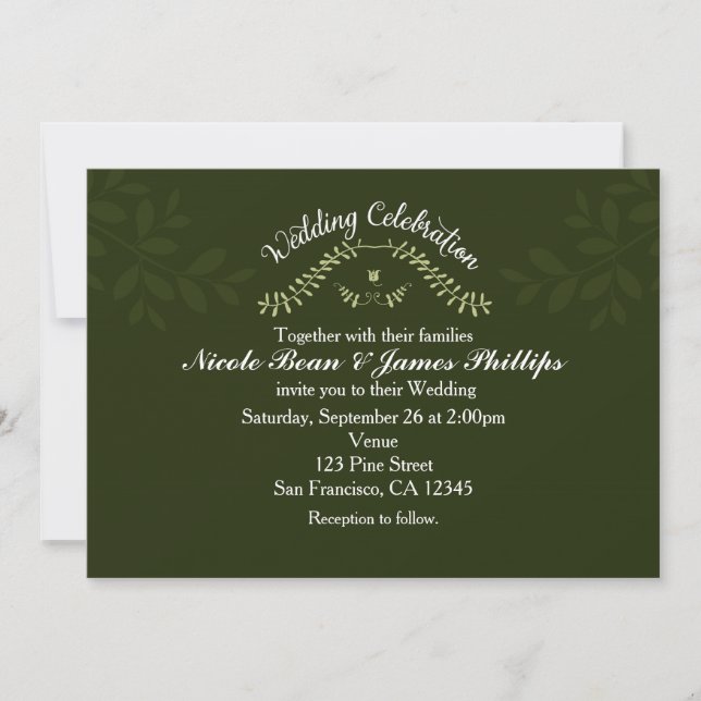 Invitation Forêt botanique verte Mariage rustique Tout événem (Devant)