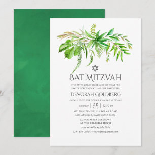 Invitation Forêt d'aquarelle Bar Mitzvah de verdure