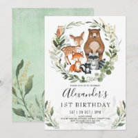 Forêt de bois douce Animaux 1er anniversaire Garço
