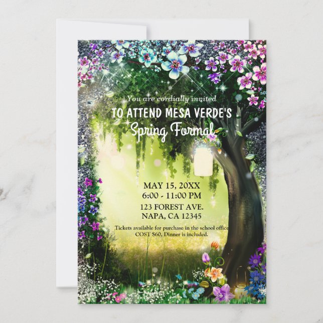 Invitation Forêt de Bois Fantastique Lueur Enchantée Prom (Devant)