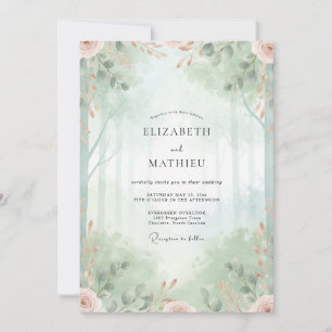 Invitation Forêt de bois flotté Eucalyptus Mariage