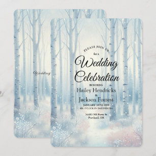 Invitation Forêt de bouleau bleu givré pour mariage
