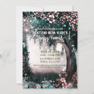 Invitation Forêt de conte de fées en rose enchantée pour bal 
