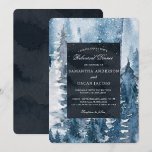 Invitation Forêt de couleur d'hiver et marine Blue & White In