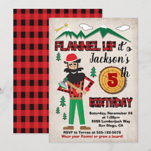 Invitation Forêt de flanelle de fête d'anniversaire de