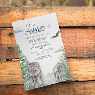 Invitation Forêt de loup de forêt sauvage Un anniversaire