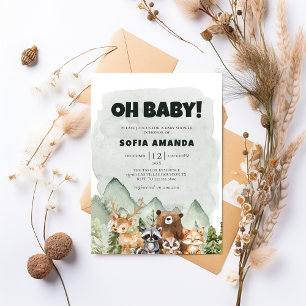 Invitation Forêt de montagne animale sauvage de bois Baby sho