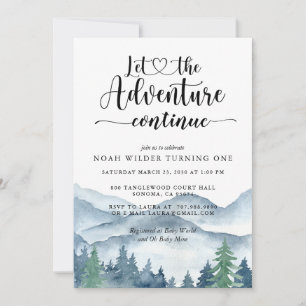 Invitation Forêt de montagne aquarelle Garçon Premier Anniver