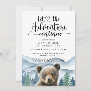 Invitation Forêt de montagne aquarelle Garçon Premier Anniver