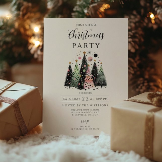 Invitation Forêt de Noël rose (Créateur téléchargé)