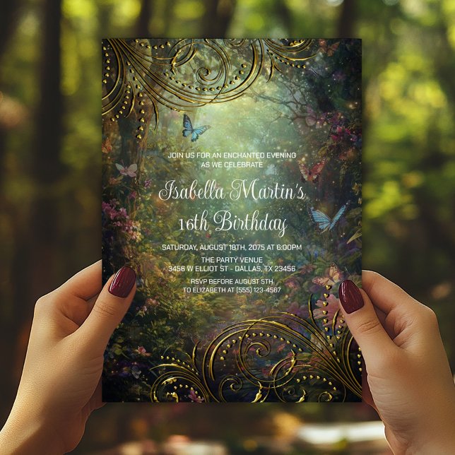 Invitation Forêt de papillons enchantée (Butterfly enchanted forest any occasion, birthday, prom, etc., invite. Simply add your event details)