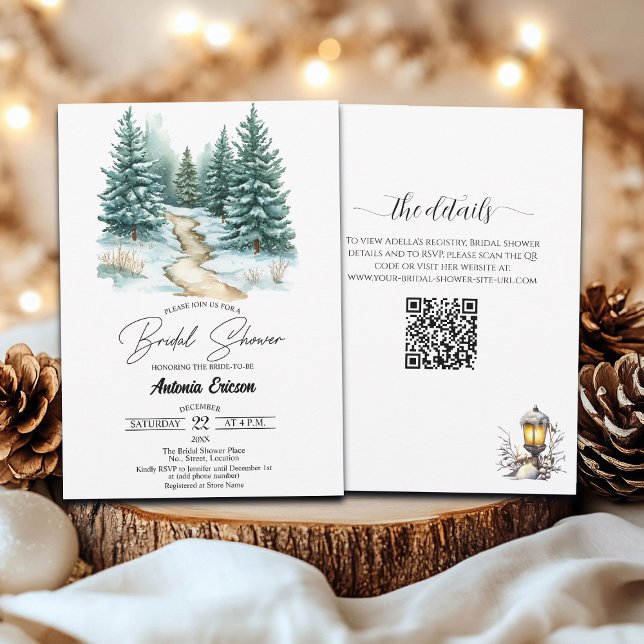 Invitation Forêt de pins en Fête des mariées épaisse de neige (Créateur téléchargé)