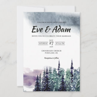 Invitation Forêt de pins lunatique Brouillard Aquarelle Maria