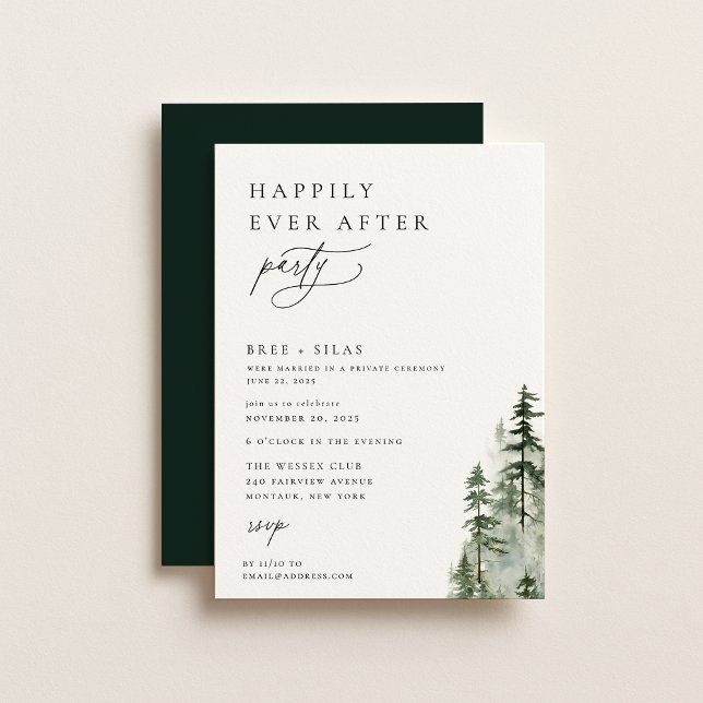 Invitation Forêt De Pins Sauvages Heureux Jamais Après La Fêt (Créateur téléchargé)