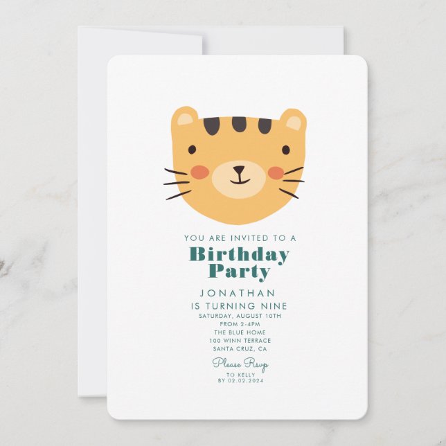 Invitation Forêt de tigre mignonne simple avec animaux Annive (Devant)