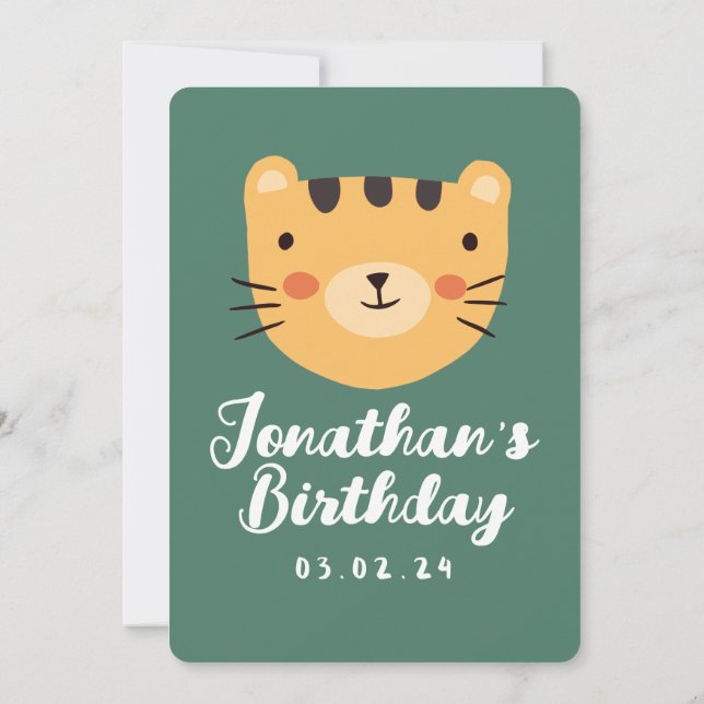 Invitation Forêt de tigre mignonne simple avec animaux Annive (Dos)