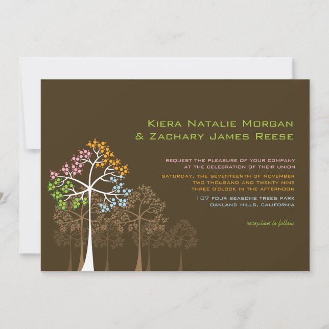 Invitation Forêt des arbres de quatre saisons Mariage des boi (Devant)