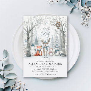 Invitation Forêt d'hiver Baby shower du lit d'animaux des boi