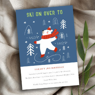 Invitation Forêt d'hiver Bear Ski N'importe quel Anniversaire
