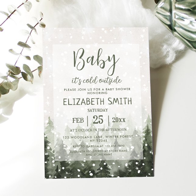 Invitation Forêt d'hiver Bébé Il fait froid dehors Baby showe (Créateur téléchargé)