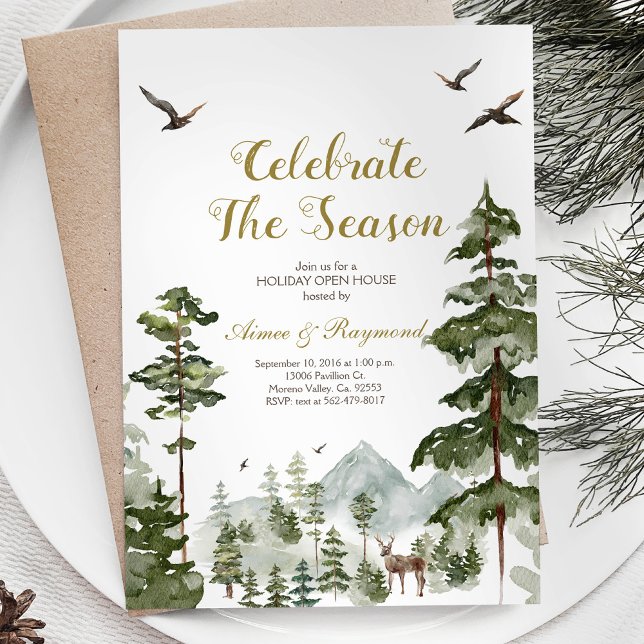 Invitation Forêt d'hiver Célébrez la maison ouverte de saison (Créateur téléchargé)