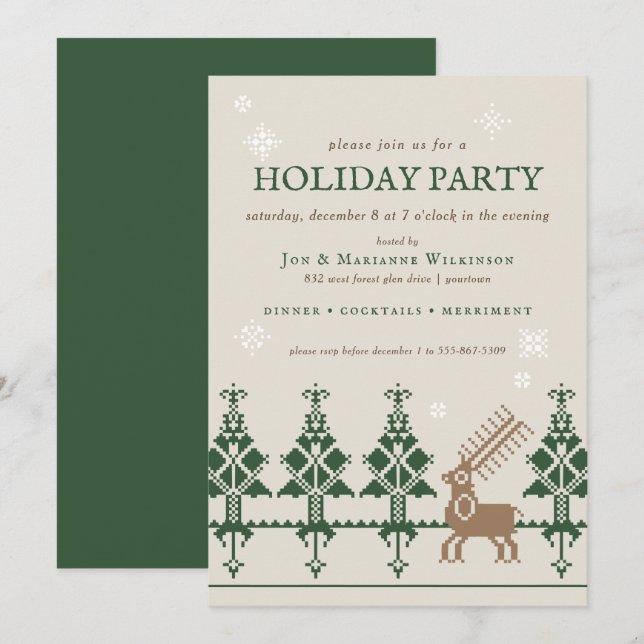 Invitation Forêt d'hiver d'art populaire | Holiday Open House (Devant / Derrière)