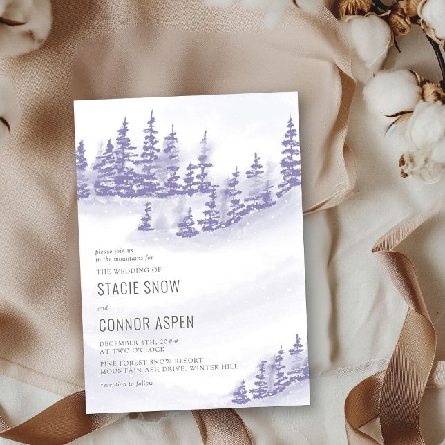Invitation Forêt d'hiver en Mariage gris lavande de neige (Wedding Invitation from my Winter Forest Lavender Wedding Collection
)
