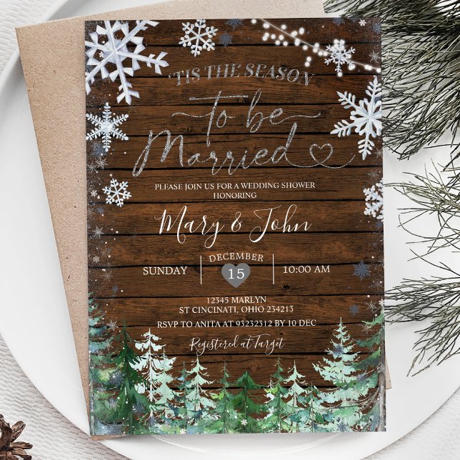 Invitation Forêt d'hiver Flocon de neige Mariage Noël (Créateur téléchargé)