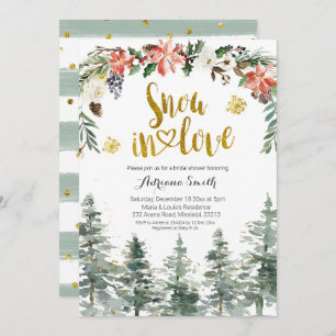 Invitation Forêt d'hiver neige en amour Douche nuptiale