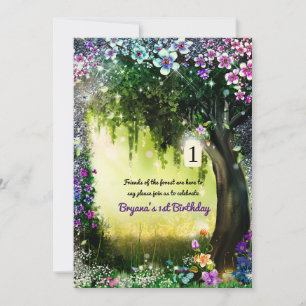 Invitation Forêt Enchantée aux Fleurs de Bois Fantastique Lum