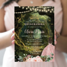 Forêt enchantée Blush Floral Quinceañera Sweet 16