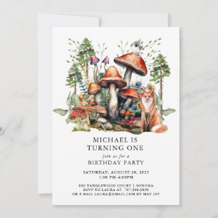 Invitation Forêt enchantée Bois Bois premier anniversaire