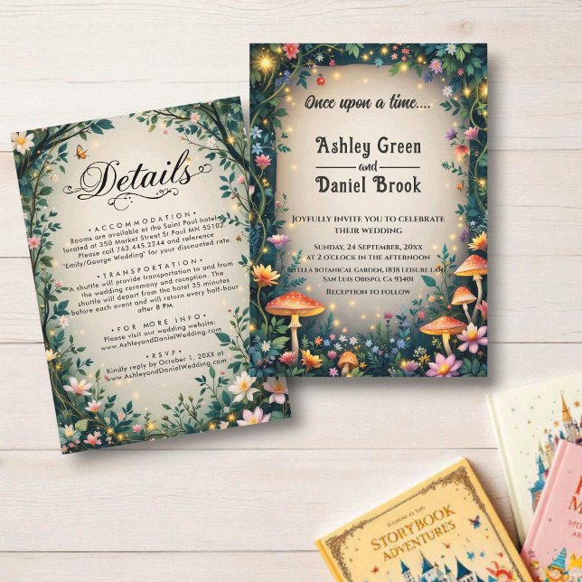 Invitation Forêt enchantée Bois Floral Fairytale Mariage (Créateur téléchargé)