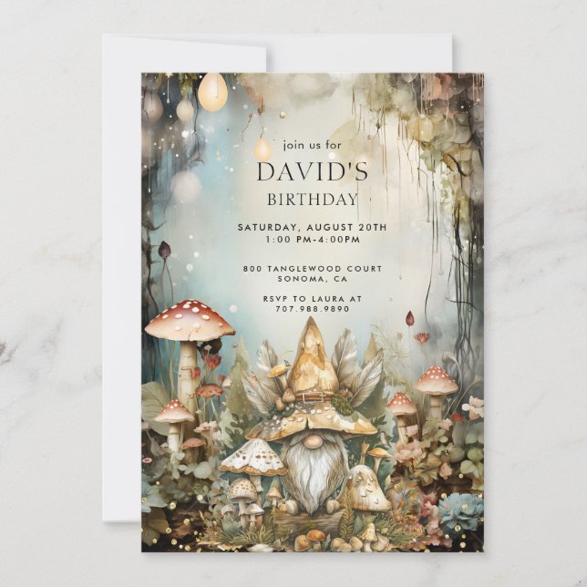 Invitation Forêt enchantée Bois Gnome Anniversaire de l'enfan (Devant)