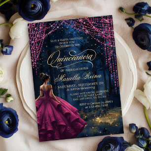 Invitation Forêt enchantée Bourgogne Quinceañera