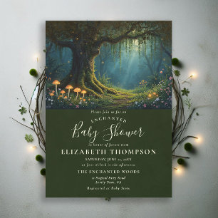 Invitation Forêt Enchantée Champignon Lumineux Mousses Baby S