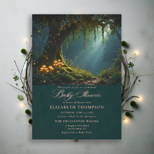 Invitation Forêt Enchantée Champignons Bois Lumière Baby Show
