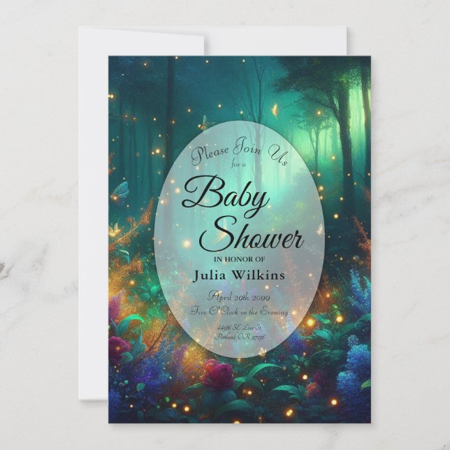 Invitation Forêt enchantée de Baby shower de bijoux radiants (Devant)