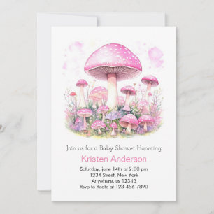 Invitation Forêt enchantée Dreamy Baby shower fille rose