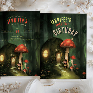 Invitation Forêt Enchantée : Fée Fête de premier anniversaire